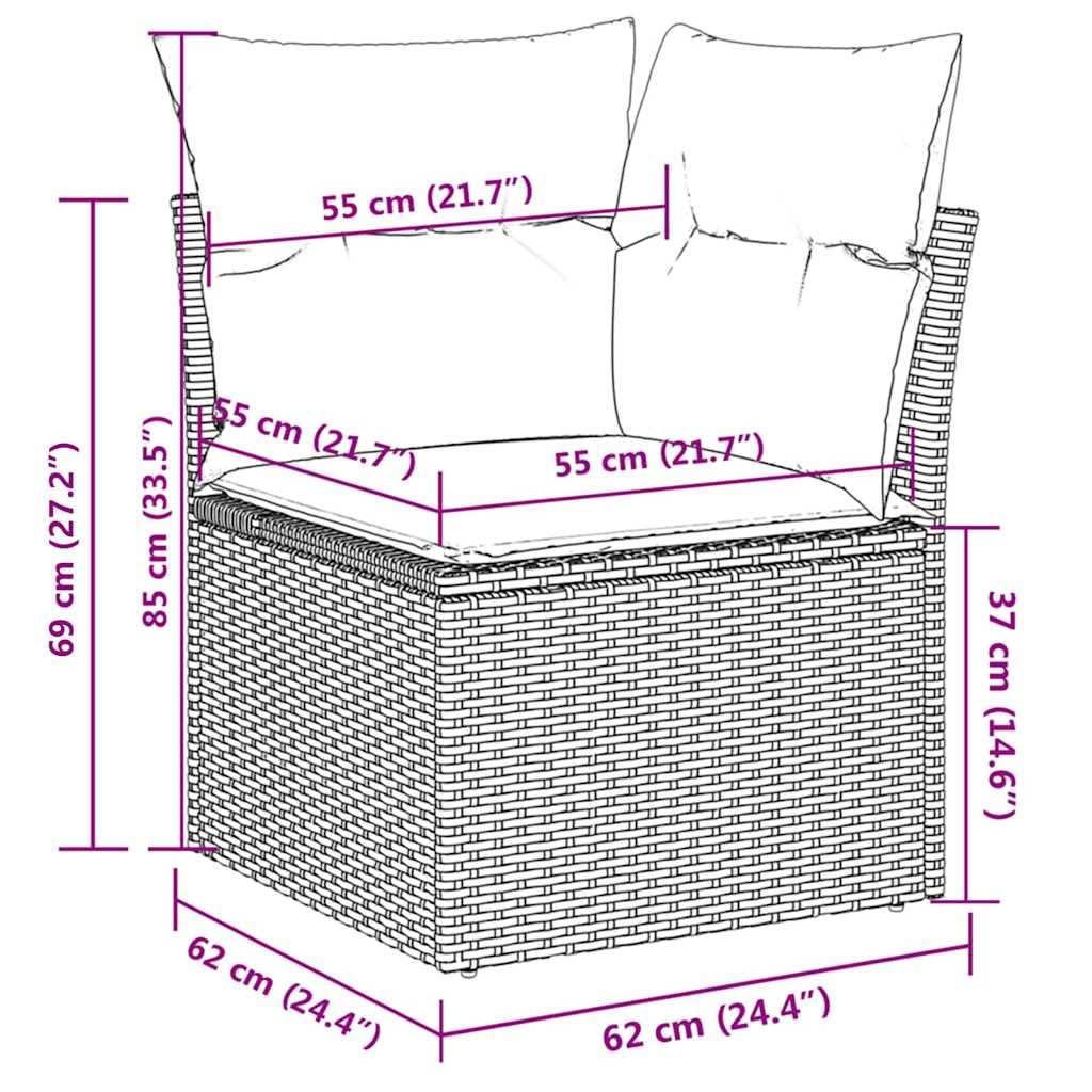 polirattan czarny na taras i patio z poduszkami 51.7 cm
