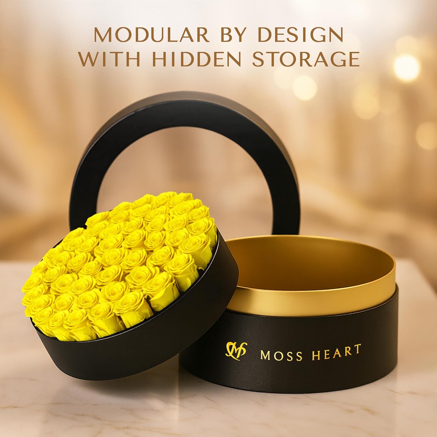 50 Preserved Roses in Designer Round Box, Real Forever Roses, Long-Lasting 1+ Year, No Watering, Luxury Home Décor Arrangement, Valentine’s Day Gift for Wife or Girlfriend - Image 7