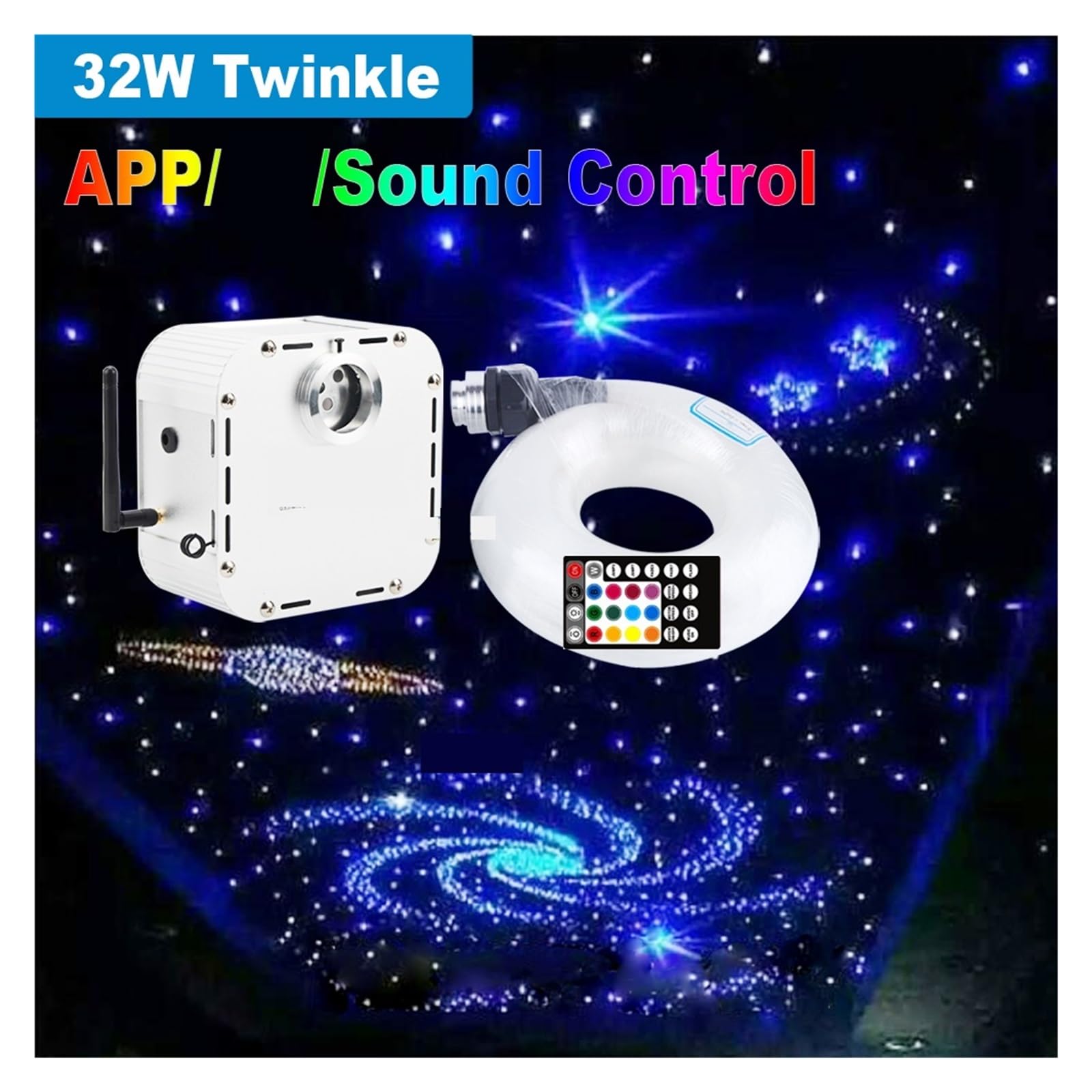 Lampa światłowodowa Twinkle światłowód 32W RGBW LED 4m 830 nici mieszany kabel światłowodowy