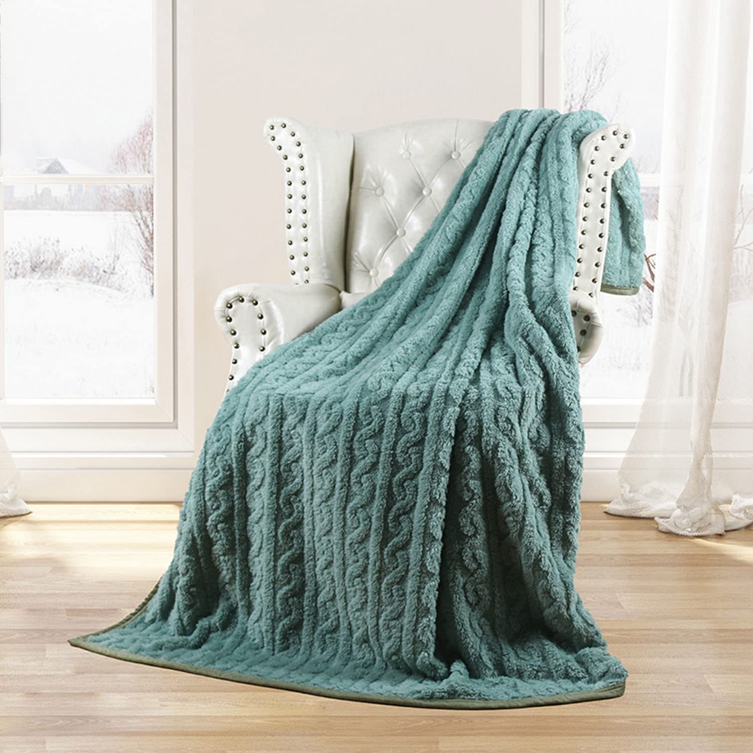 Lolosale Blanket Weighted Blanket Wool Blanket Thermal Blanket Flannel  Blanket Double-sided Jacquard Thickening Autumn and Winter Green :  Amazon.co.uk: Home u0026 Kitchen