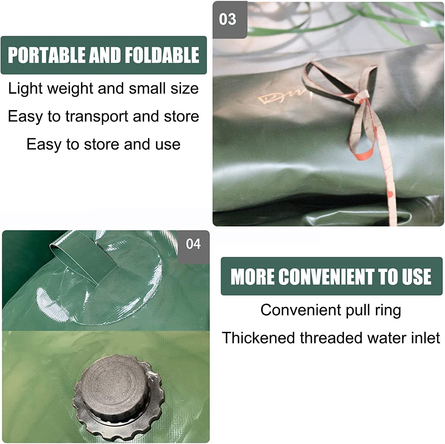 Vejiga de almacenamiento de agua Bolsa de depósito de tanque de vejiga de almacenamiento de agua, Bolsa de bañera de contenedor de agua flexible plegable, Barril colector de contenedor de agua de emer