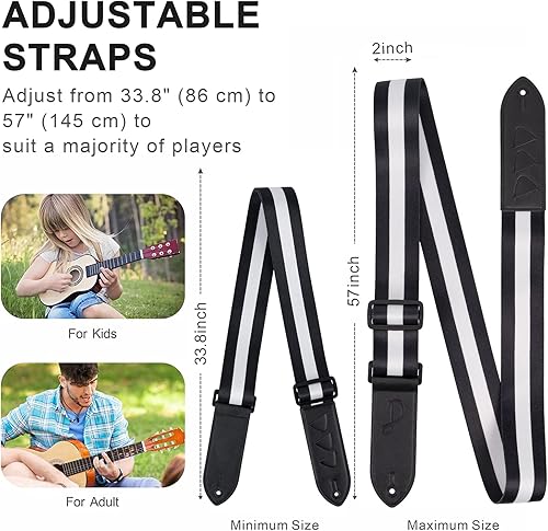 Miniatura 4 de Correa de guitarra, con 2 cerraduras y 1 botón, correas de hombro ultra cómodas para bajo, guitarras eléctricas y acústicas