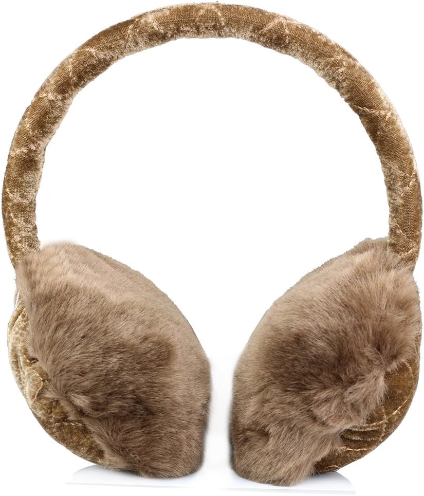 Clips N Grips Girls Ear Warmers Quilted Velvet Fur Earmuffs