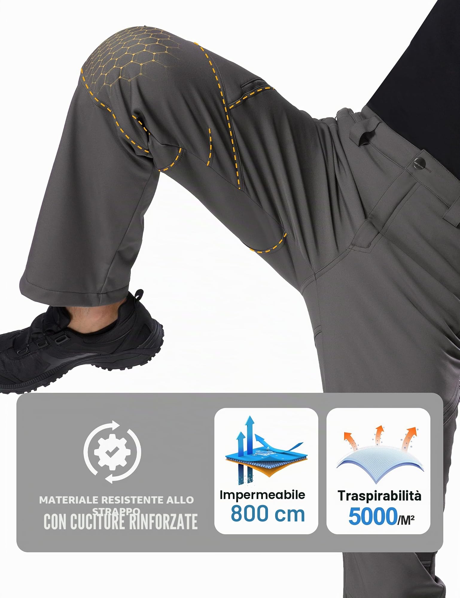 Free Soldier Waterproof Walking Trousers for Men Thermal Fleece Lined Softshell Overtrousers Hiking Trousers Winter Outdoor Tactical Hunting Pants