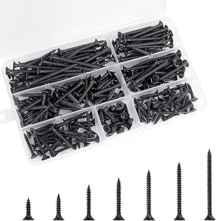 DreaModes 木ネジ 炭素鋼 十字穴付皿 黒 タッピングネジ ネジ釘 スクリューネイル 7サイズ セット 110本入 M3.5 16 mm/20mm/25mm/30mm/35mm/40mm/50mm 木工用ファスナー 家具補修 DIY 固定 修理ツール 収納ボックス付き (ブラック)