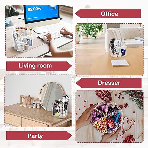 Miniatura 5 de OIF Organizador de lápices de acrílico, soporte giratorio de 360 grados con 6 compartimentos, organizador de lápices para niños, organizador de