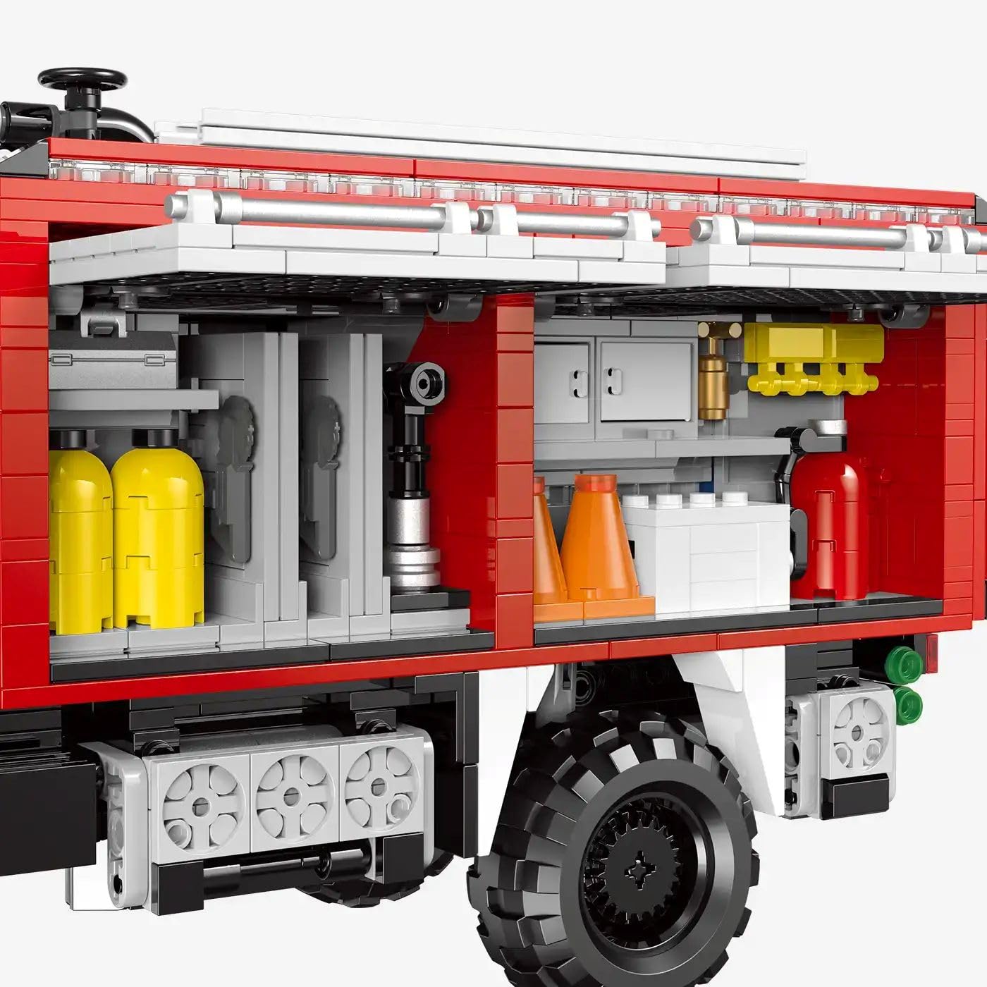 BlueBrixx Schlingmann TLF 3000 VARUS 4x4, 2029 Klemmbausteine, Feuerwehr | Maßstab 1:20, aufklappbare Türen und Geräteräume, motorisierbar, Dachwerfer, offizielles Lizenzset, 109967