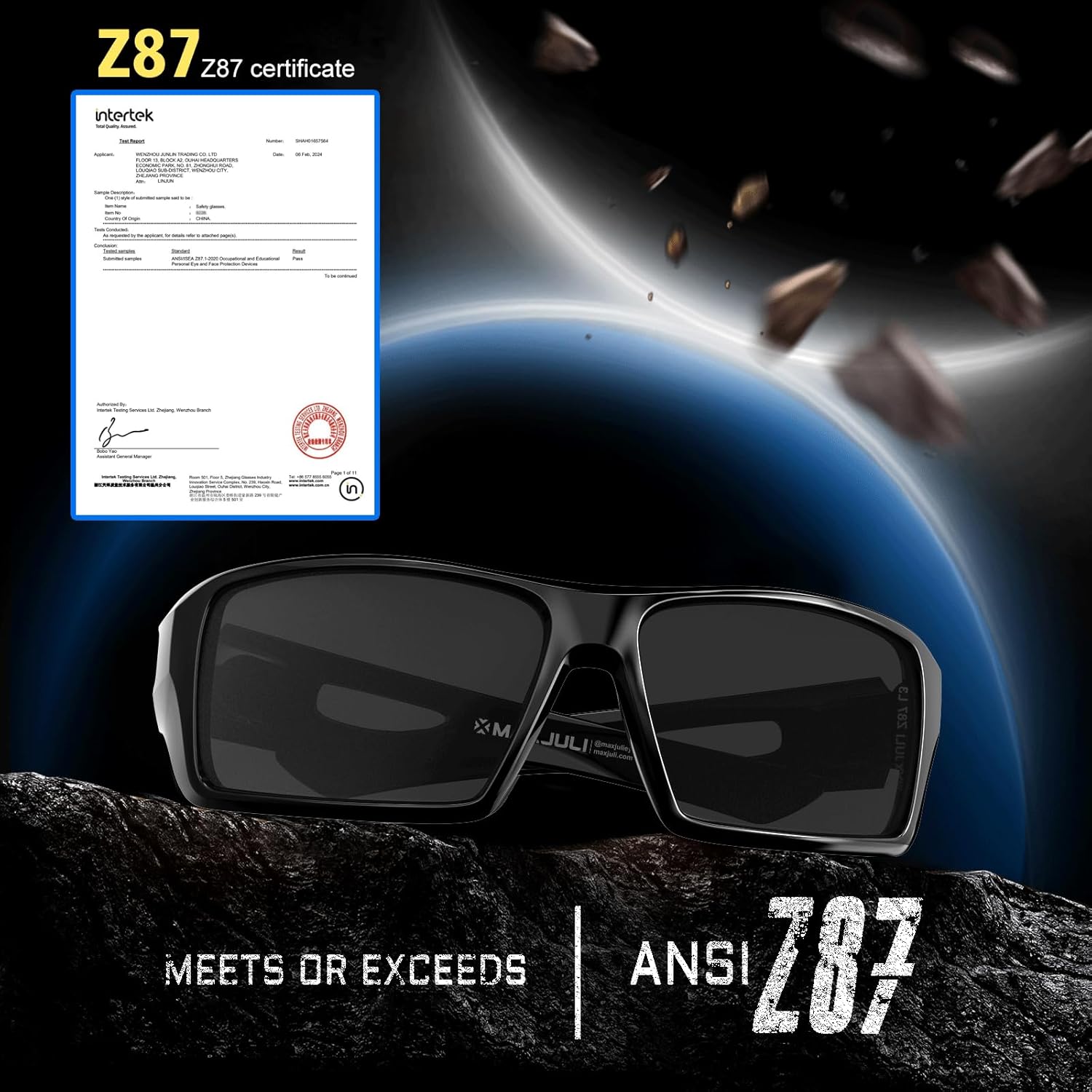 MAXJULI Wrap Around Sports Z87 Sunglasses for Big Heads Men Women UV400 Protection Sun Glasses 8232 - Image 4