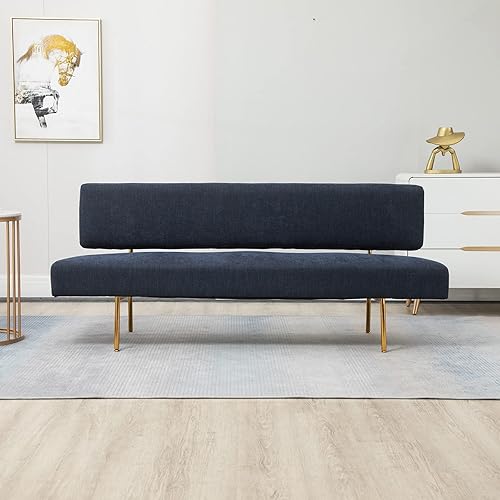 Miniatura 1 de MOJAY Sofá moderno de lino sin brazos, sofá para sala de estar con patas doradas para dormitorio, espacios pequeños