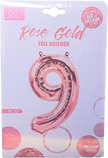 Number 9 Shaped Fills With Air Or Helium Foil Balloon, 90 cm - Rose