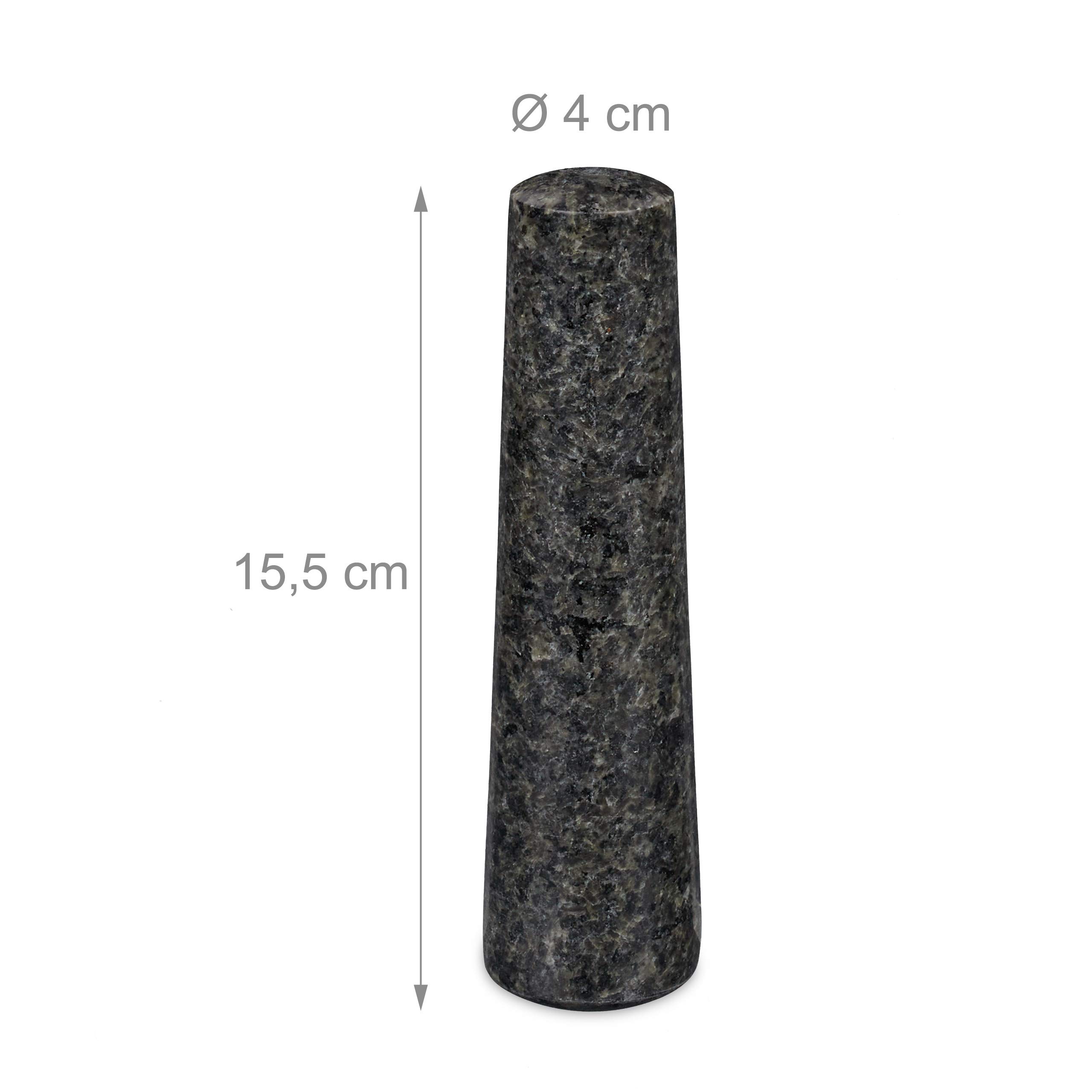 Relaxdays Moździerz granitowy polerowany 13,5 cm ciemnoszary do przypraw i ziół