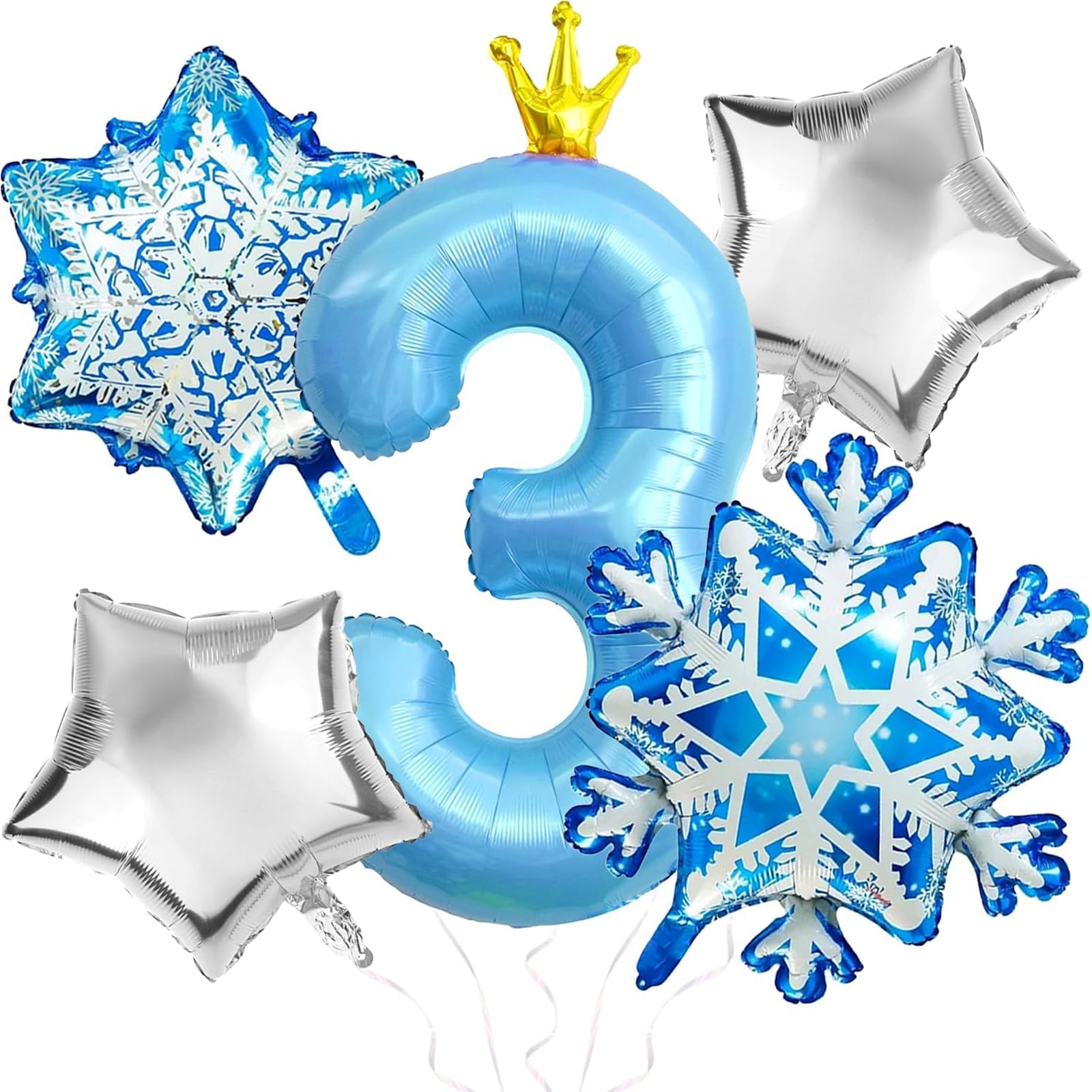 DazzJoy Frozen „Happy Birthday“ Folienballon – 16 Zoll, Blau Mit Schneeflocken, Für Winter- & Geburtstagsdeko