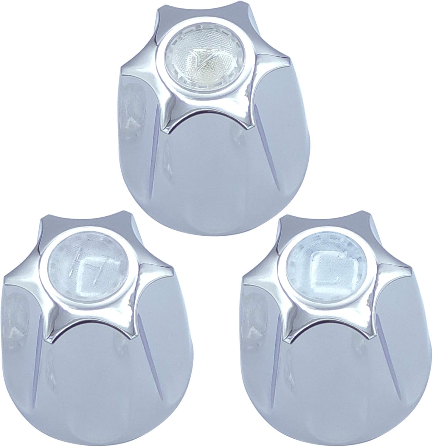 Tub and Shower 3 Piece Verve Handles Replacement for Price Pfister Shower Systems, 12 Point Broach, 3 Piece Set of Hot, Cold and Diverter, Polished Chrome Finish