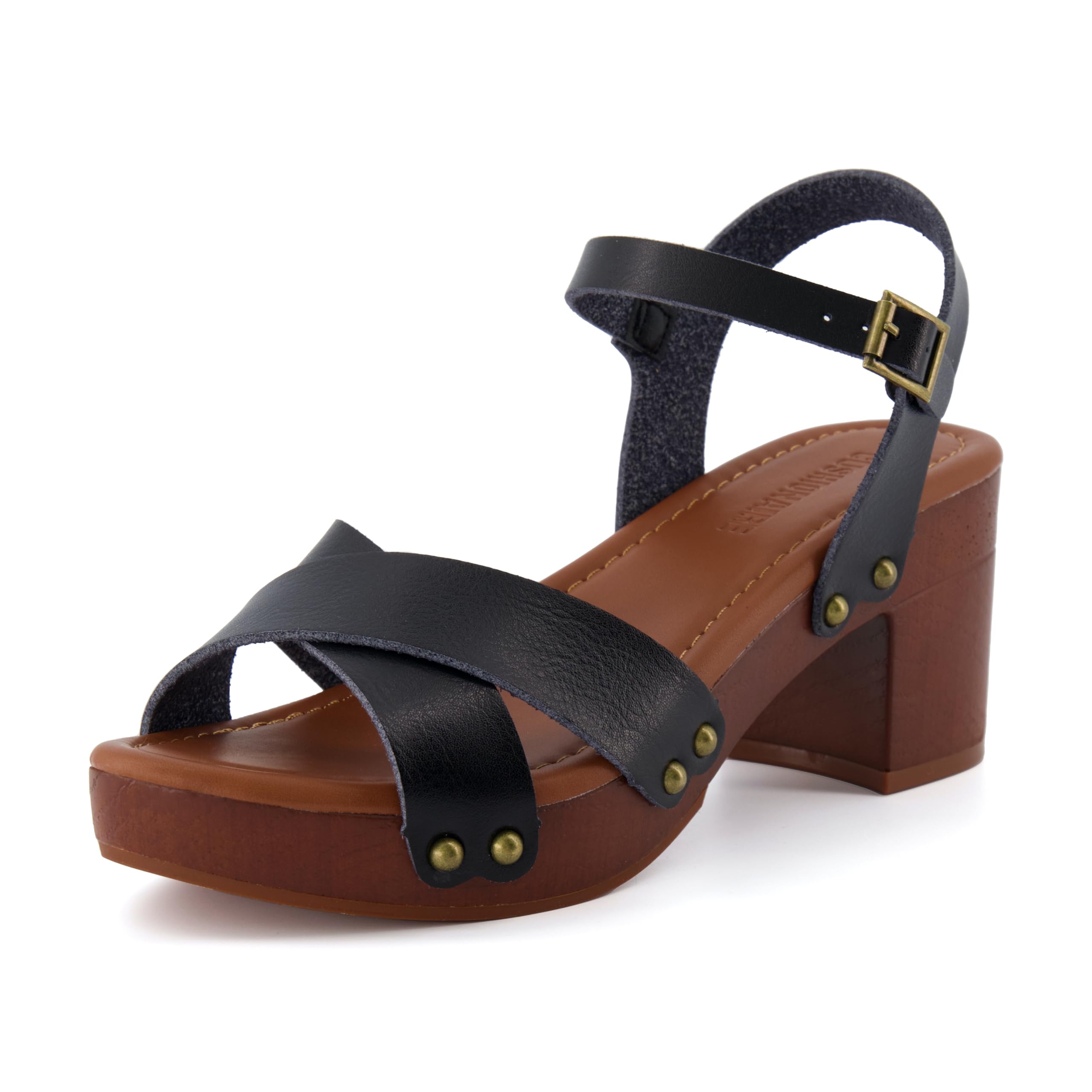 CUSHIONAIRE Women's Slate Faux Wood Sandal +Memory Foam Insole & LiteSole Technology -Wide Widths Available