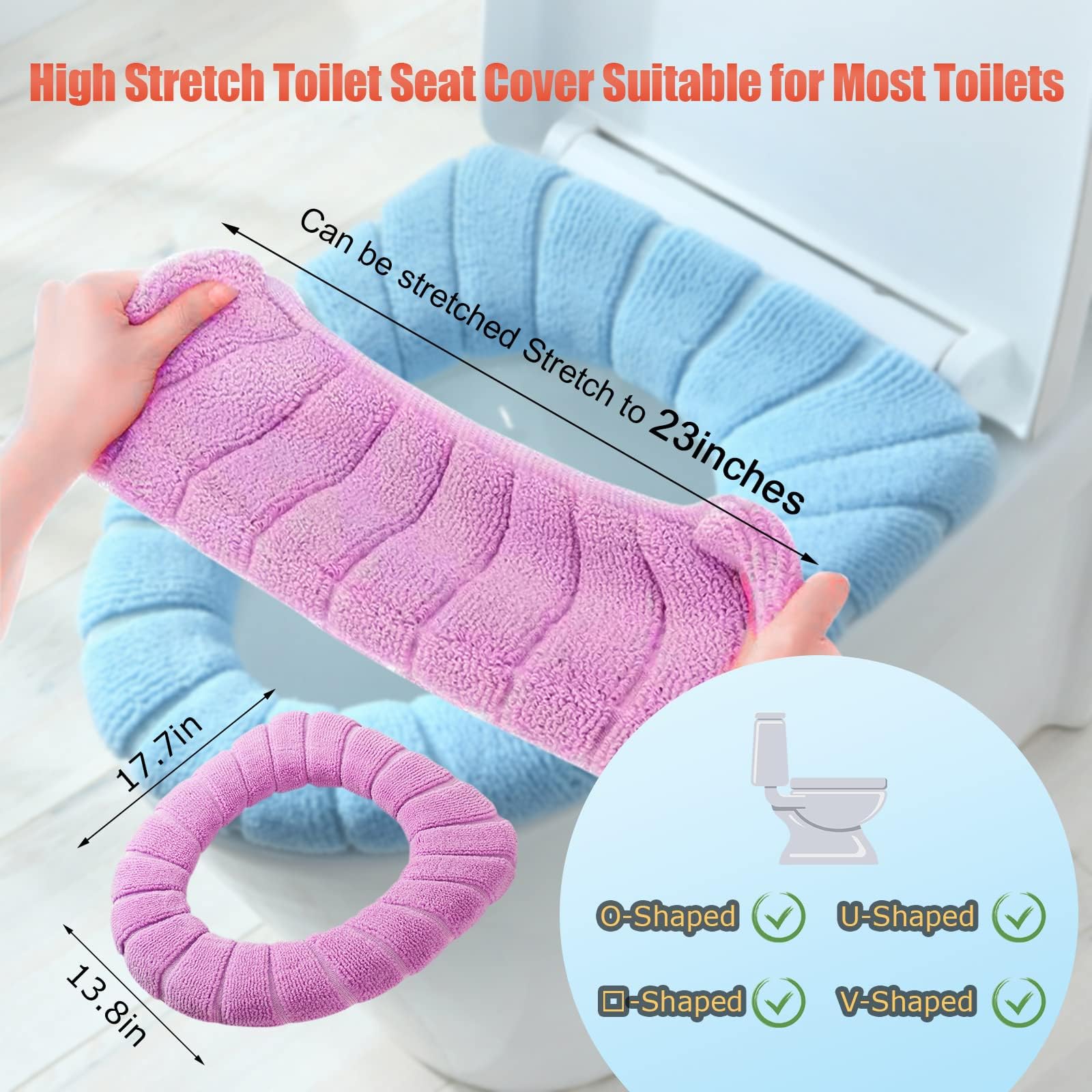 Legigo 5 Pack Thicker Bathroom Toilet Seat Cover Pads- Soft Warmer Toilet Seat Cushion Cover Stretchable Washable Fiber Cloth, Easy Installation Comfortable Toilet Lid Seat Cover(Pumpkin Modelling)