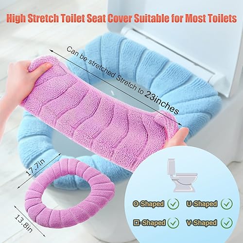 Miniatura 2 de Legigo Paquete de 5 almohadillas más gruesas para asiento de inodoro de baño, funda de cojín suave y cálida para asiento de inodoro, tela de fibra