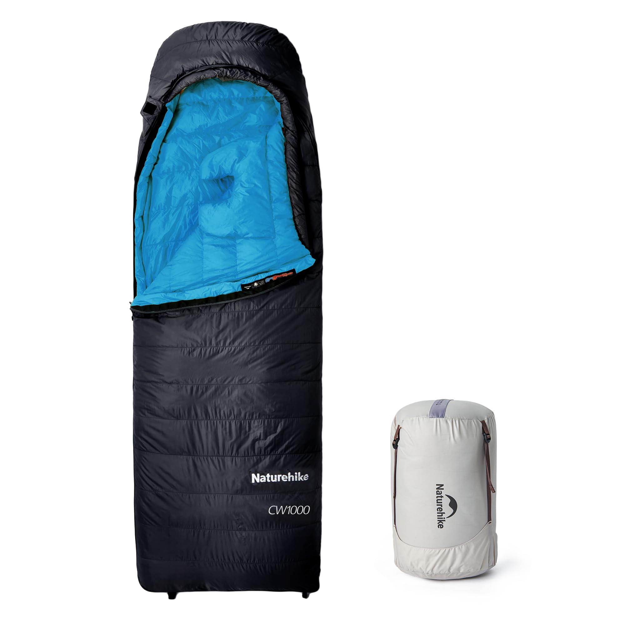 Naturehike CW1000 Saco de dormir de plumón ultraligero portátil compacto invierno saco de dormir 4 estaciones para adultos y niños al aire libre camping senderismo viajes con saco de compresión
