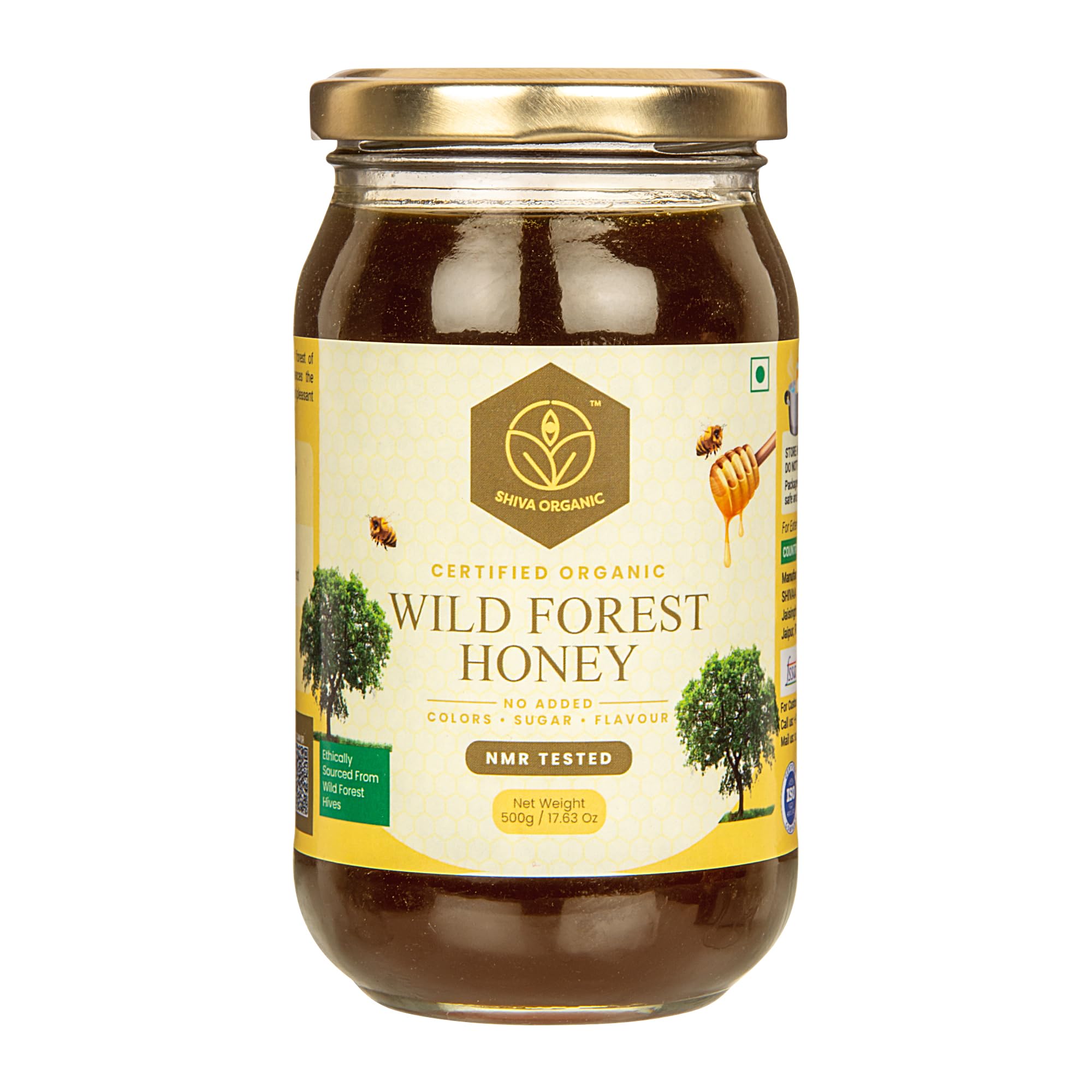 Shiva Organic Raw Wild Forest Honey 500g | 100% Pure NMR Tested | Raw and Unprocessed