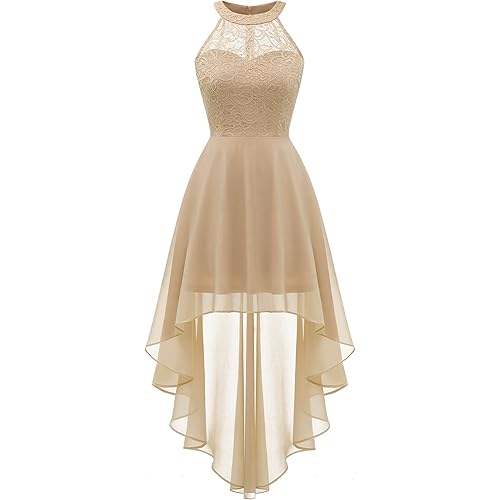 Women's Sleeveless Halter Floral Lace Formal Dress Cocktail Party Dress Bridesmaid Dress