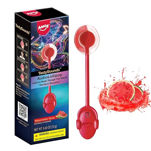 Amos Music Lollipop Candy, Audio Singing Lollipop, Unique Valentine's Gift, Individually Wrapped Natural Watermelon Flavor (1 Pack) - Watermelon (1-Pack)