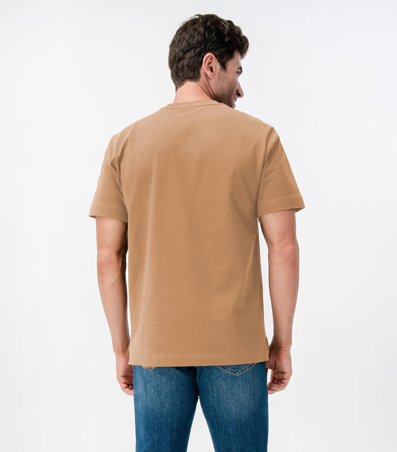 DAVID ARCHY Men's Heavyweight T-Shirt 260g Cotton Sorona Moisture-Wicking Shirts Stretch Side Slit Tees for Men 1-Pack - Image 3