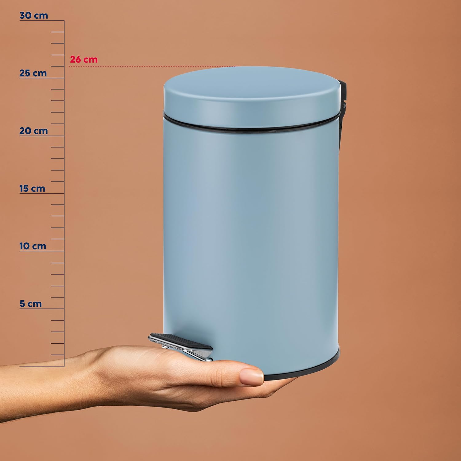 kela Cosmetic bin Blue 3l, Metal Pedal bin Bathroom, Bathroom Waste bin with Inner bin and Carrying Handle, Monaco, Frost Blue matt