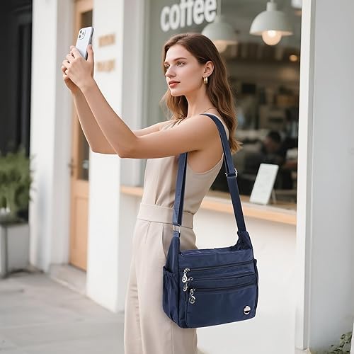 Miniatura 4 de Bolsos cruzados para mujeres, espaciosos con múltiples bolsillos, bolso de hombro para damas, cartera cruzada de moda tipo tote con asa superior y