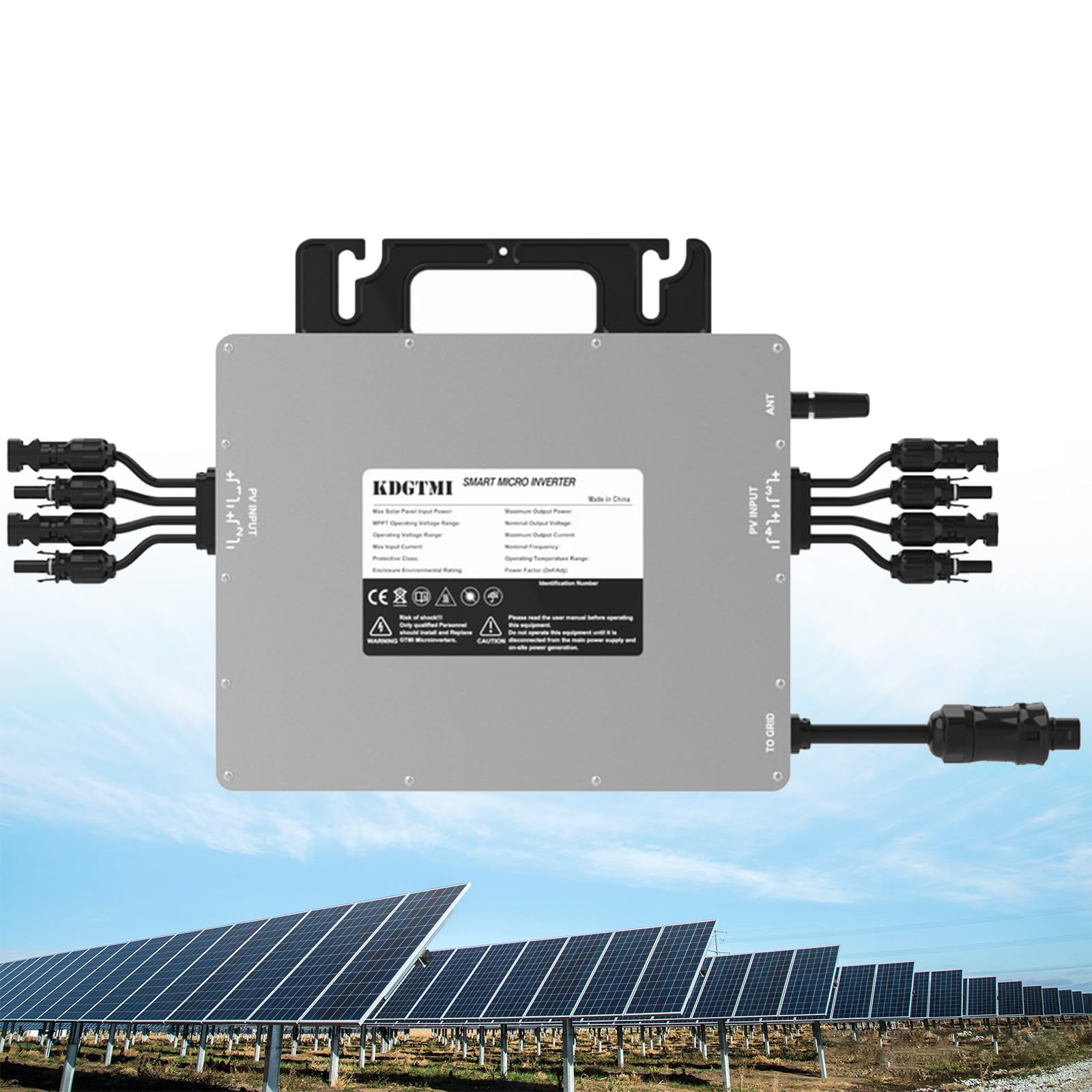 2000 W Mikro-Wechselrichter, Solar-Netzanschluss, IP67, wasserdicht, selbstkühlend, Ausgang: Reiner Sinus-Wechselrichter, automatische Erkennung, Wechselrichter für Solarmodule