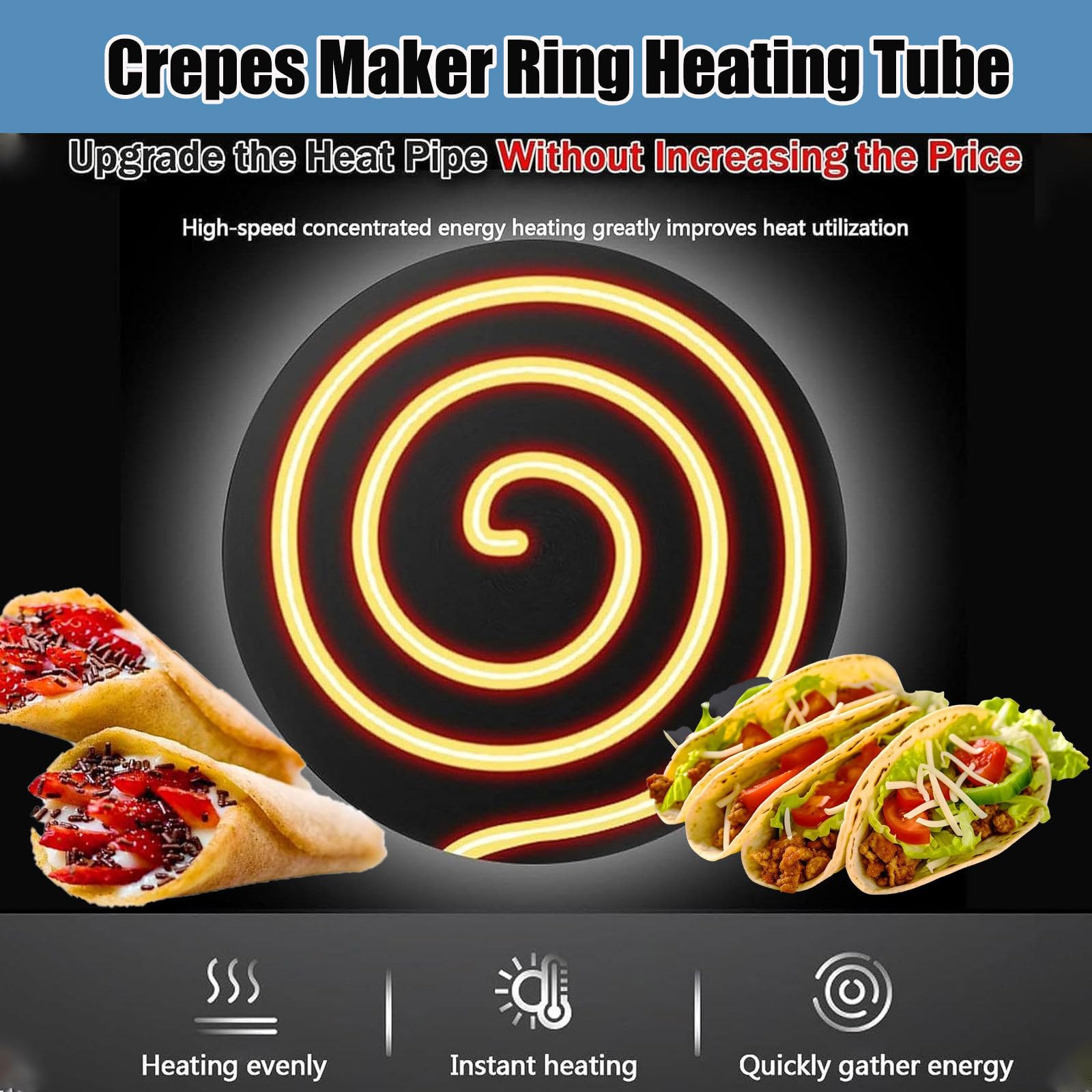 Máquina para Hacer Crepes eléctrica, máquina Grande para Hacer Crepes, Plancha para Crepes, Pan Plano Comercial de Tortilla Roti eléctrica Individual