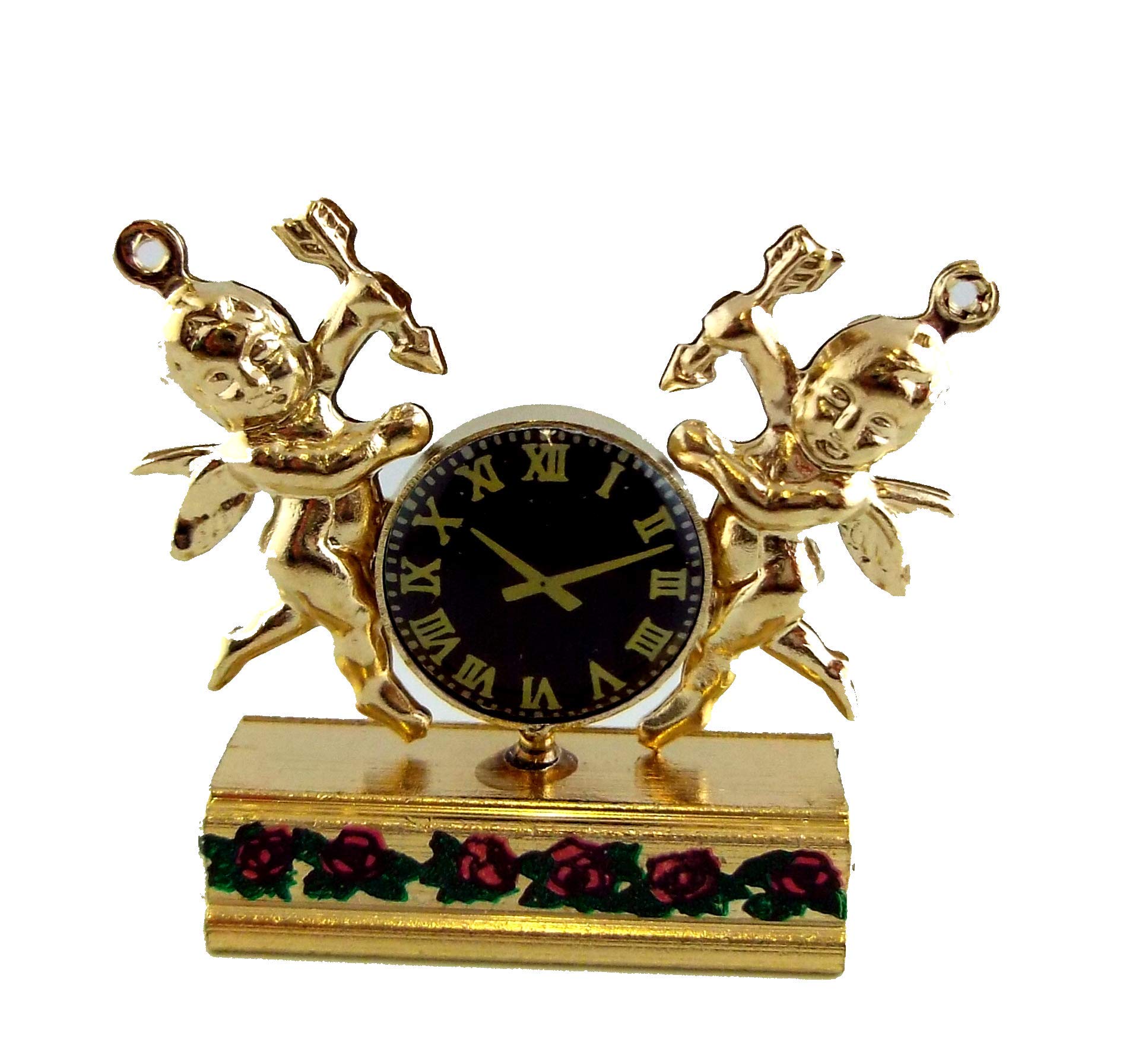 Wonham Dolls House Miniature Accessory Mantlepiece Ornamental Twin Cherub Clock