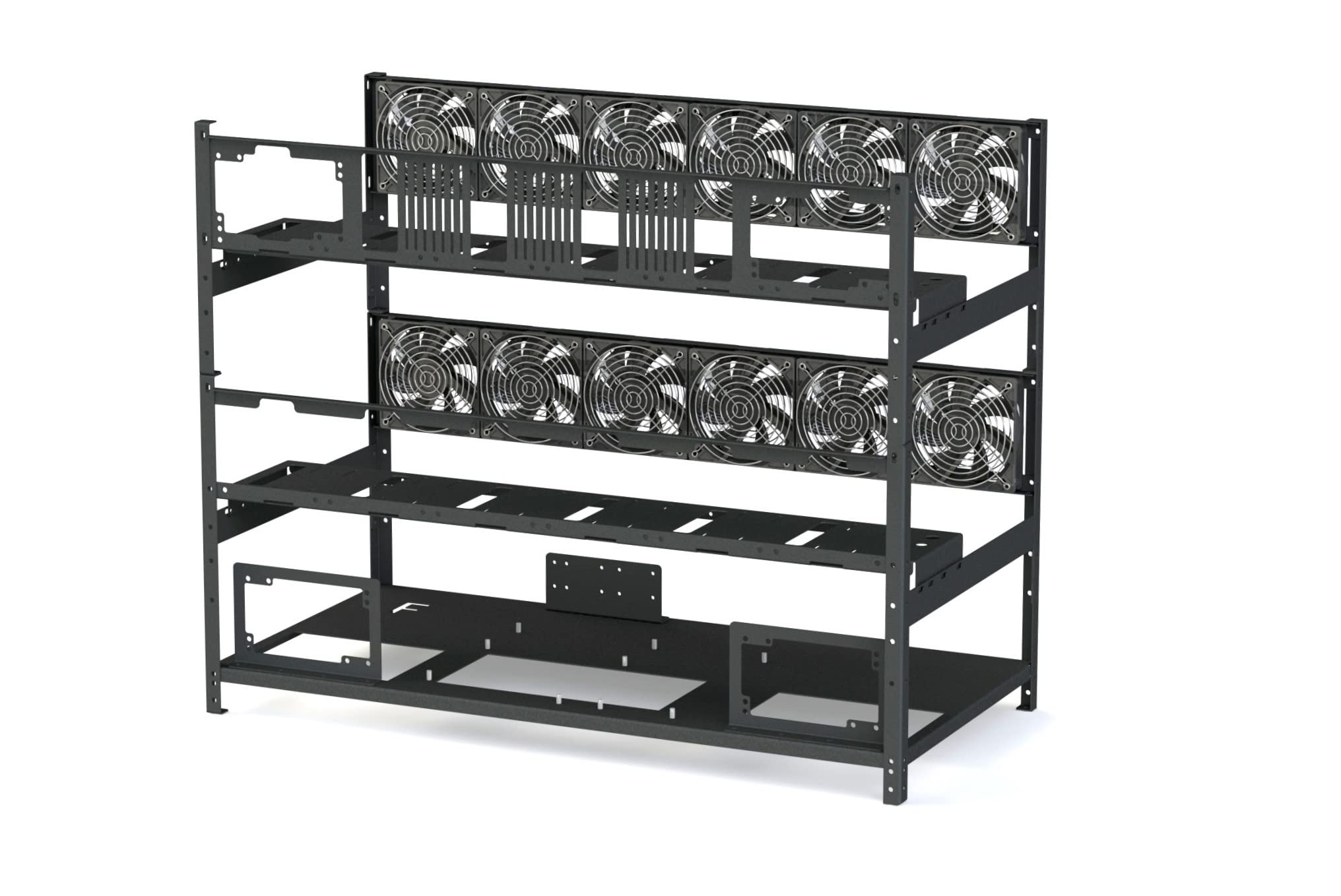 Mining Rig Frame for 12 GPU and 4 SMPS with Cooling by xtrememiner Model V2F