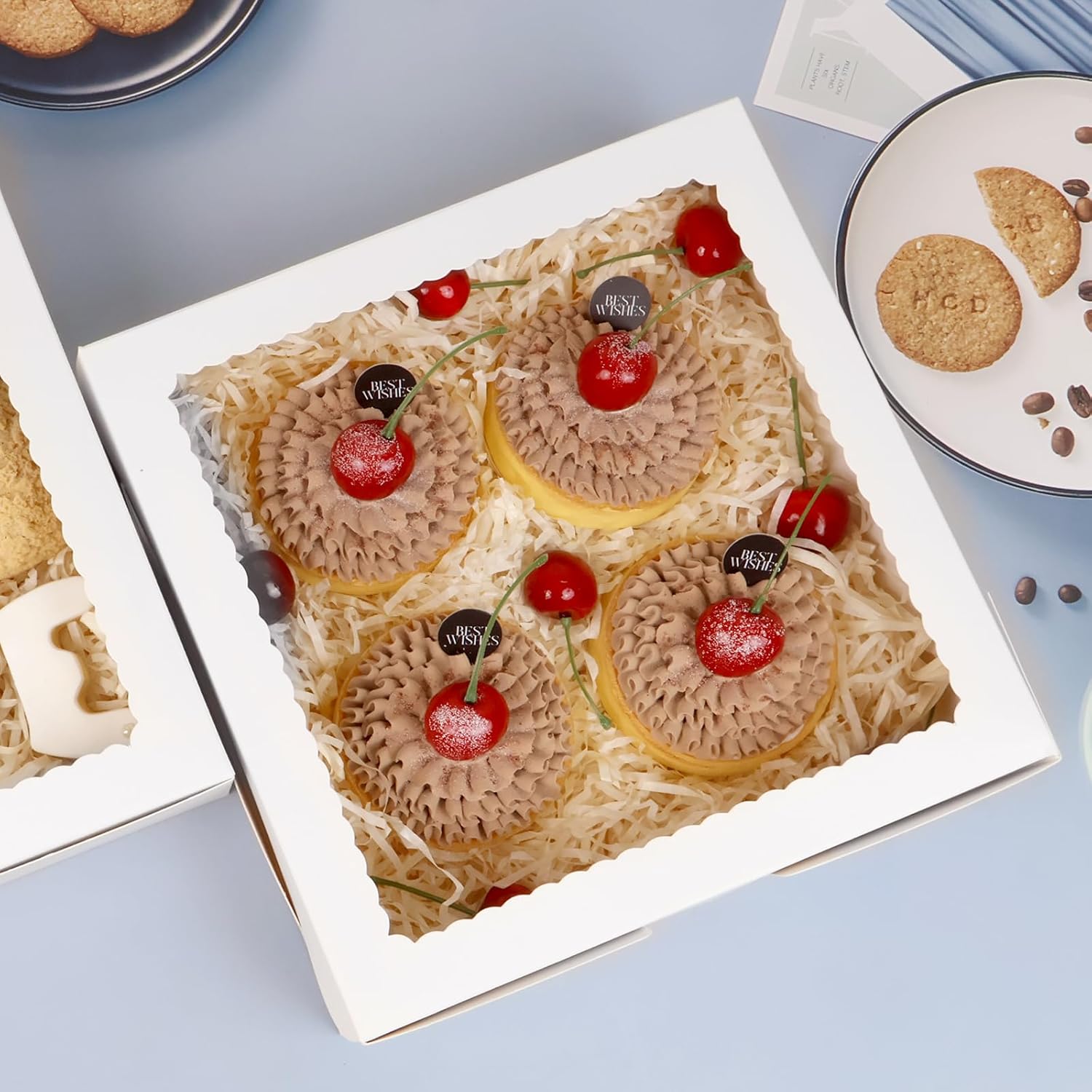 9x9x2.5 Inch Pie Boxes White Bakery Boxes Cake Boxes with Window for Pies,