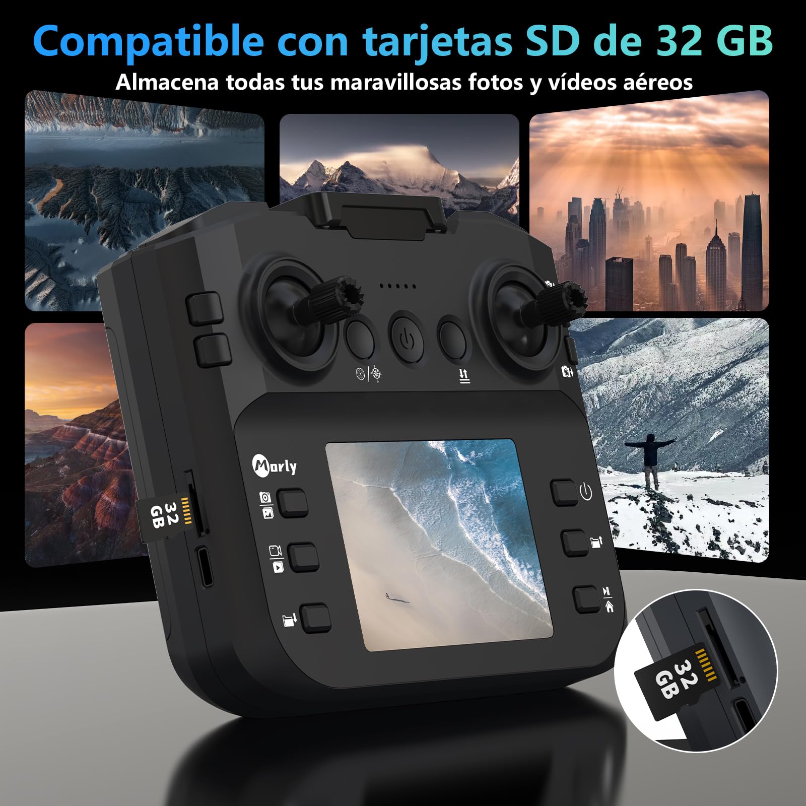 Drone avec Caméra 4K Mini Drone Avec Télécommande LCD 3D Flip Design Pliable Télécommande Rechargeable 3 Vitesses Quadricoptère RC pour Débutants M18LCD