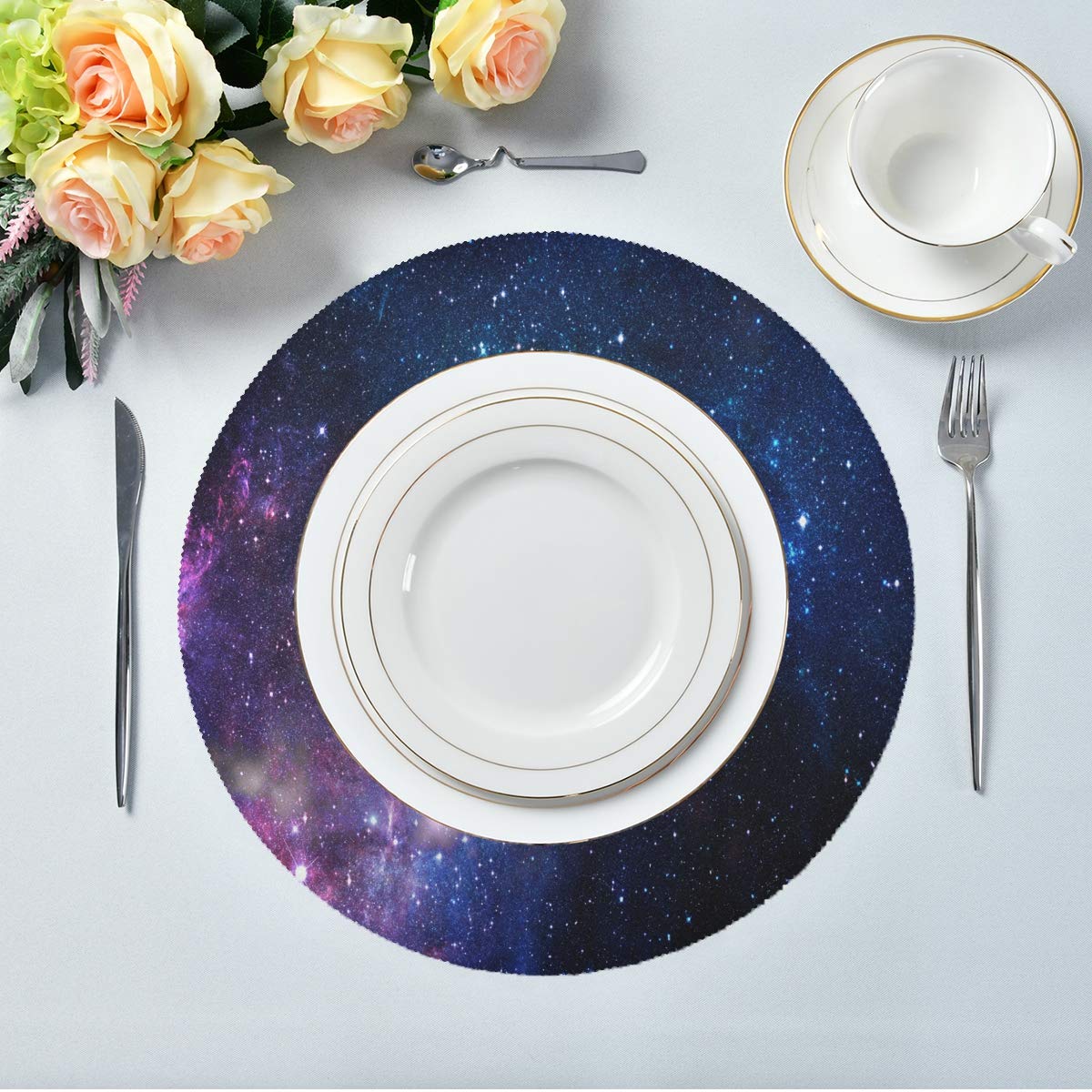 Rvsticty Tischläufer Mit Galaxie-Muster – Leinen, Glitzer, 33 X 183 Cm