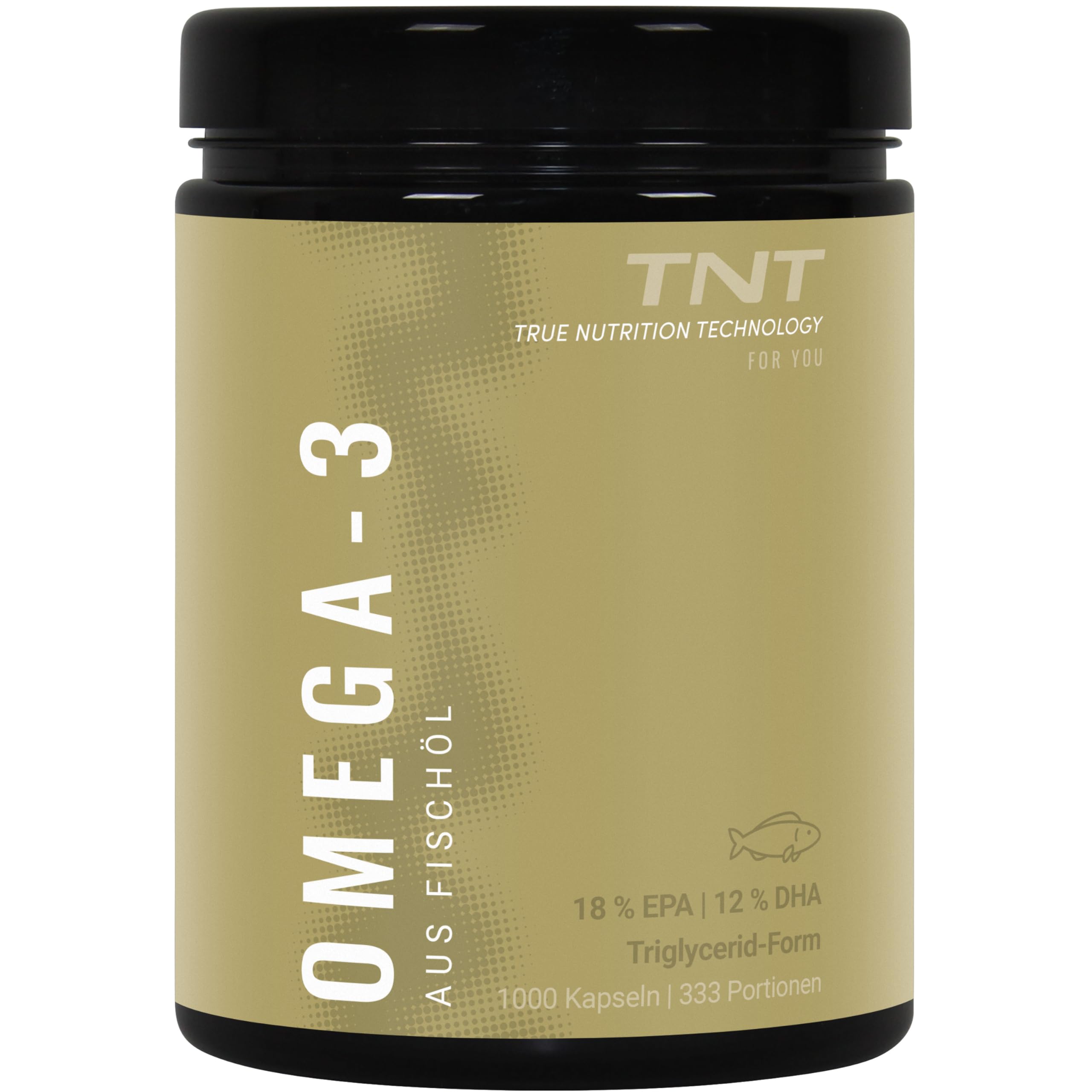 TNT Omega 3 Kapseln (1000 Weichkapseln) • 3000mg Fischöl (540mg EPA, 360mg DHA) pro Tagesdosis • Omega-3 Fettsäuren in Triglycerid-Form • Hochdosiert & ohne Zusätze
