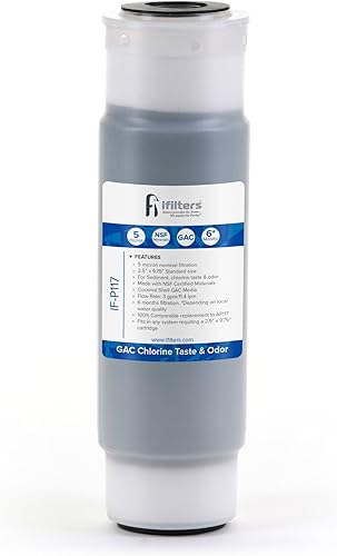 iFilters Filtro de agua IF-P117 GAC para toda la casa - 2.5" x 10" - Intercambiable con el modelo AP117
