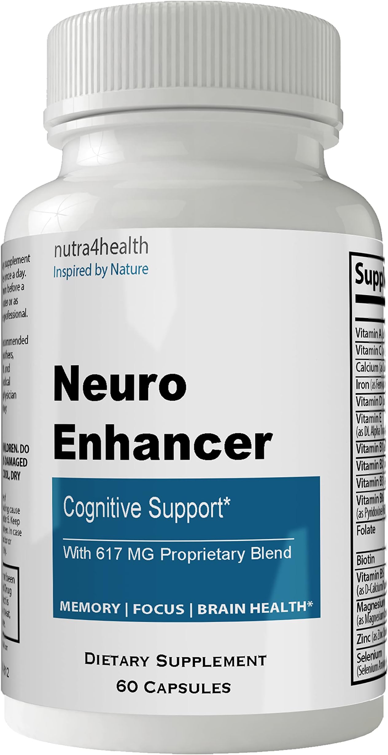 Neuro Enhancer, Grey Focus Memory Brain IQ Health Pro Mind Complex Matter Tech Nootropic Original by Nutra4health Mindtech Brain Booster Supplement 60 Capsules