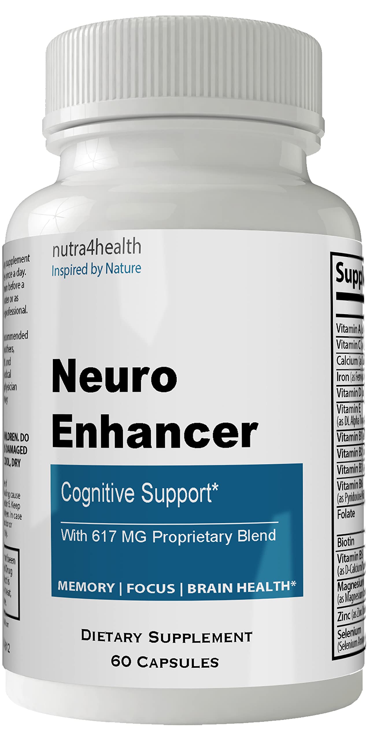 Neuro Enhancer, Grey Focus Memory Brain IQ Health Pro Mind Complex Matter Tech Nootropic Original by Nutra4health Mindtech Brain Booster Supplement 60 Capsules