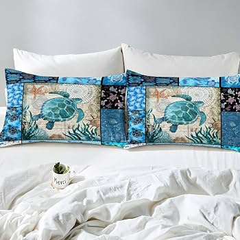 Copripiumino Animali Marini DACRWEKZ - Set Una Piazza E Mezza 230x220 Cm Con 2 Federe 50x80 Cm, Reversibile, Microfibra