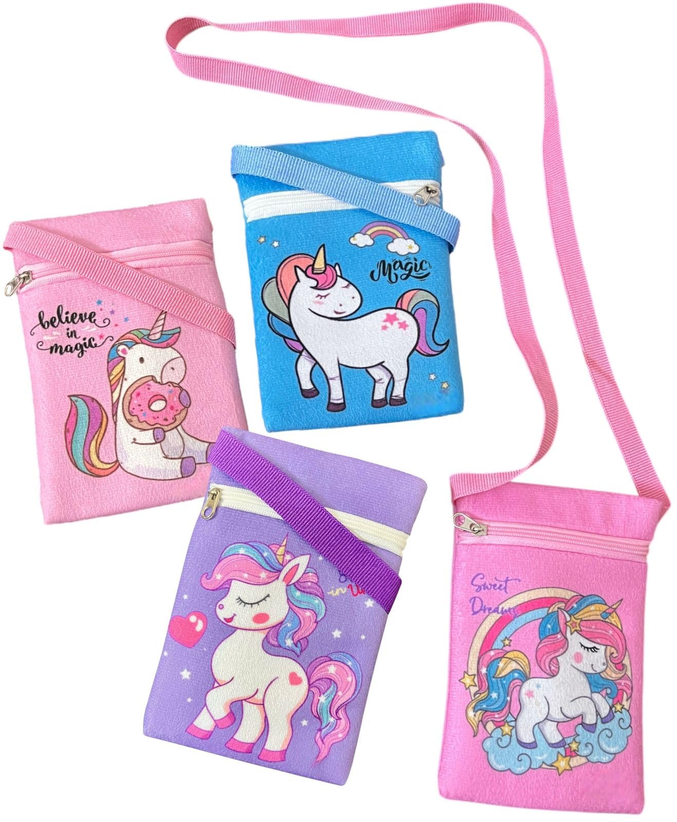 le delite Unicorn Mini Crossbody Sling Bags, Pack of 10 pieces, Soft Plush Velvet Material,Multicolor I best birthday party return gifts I kanjak navratri gifts for girls-picture-40