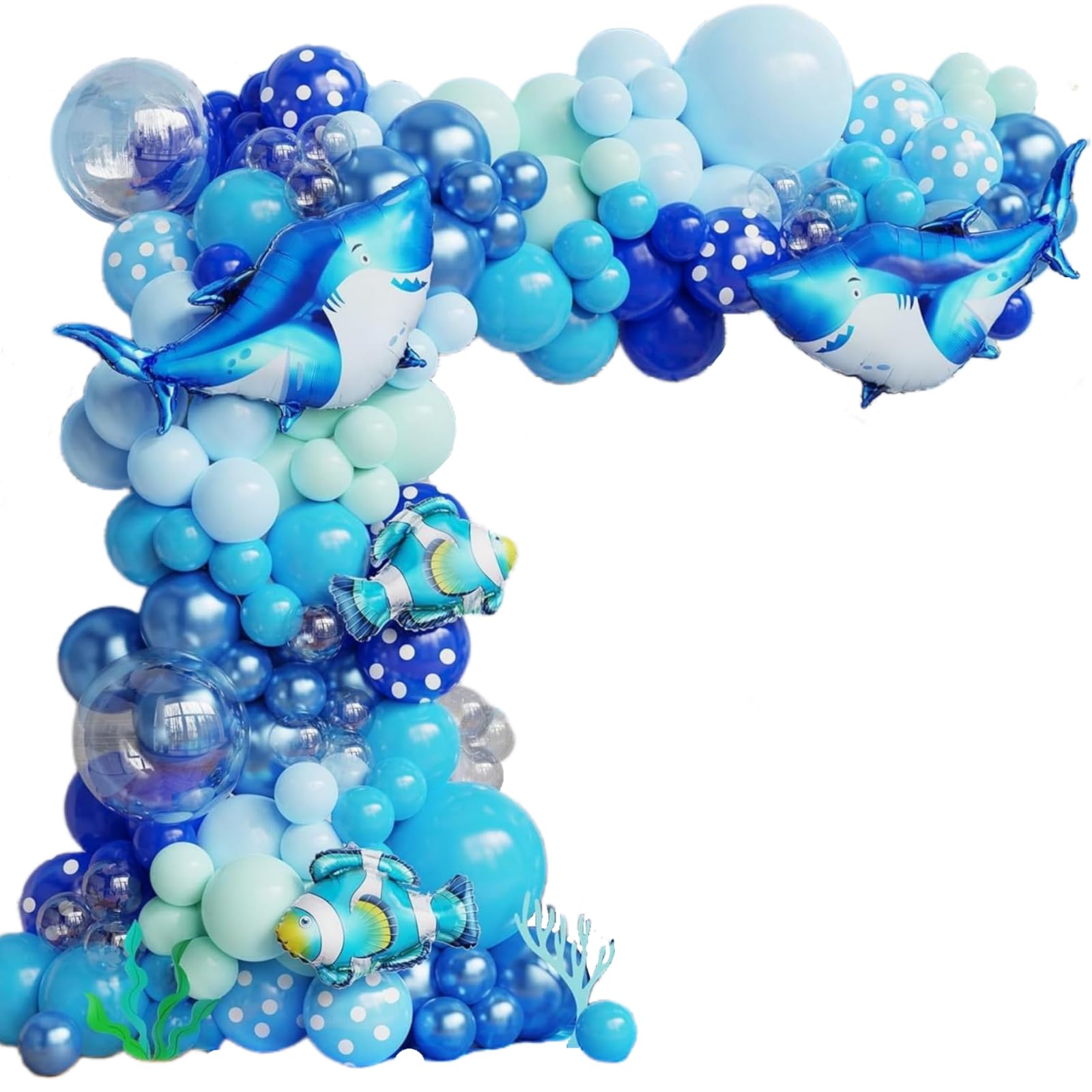 127PCS Mermaid Birthday Decorations Mermaid Balloon Arch Kit Under the Sea Balloon Garland Kit Blue Balloons Purple Balloons for Under the Sea Party Decorations — view 7