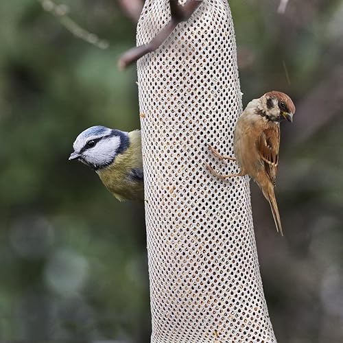 Miniatura 3 de IOUALEY - 6 calcetines de pinzón de cardo, comedero de malla para pájaros salvajes, herramientas de suministro instantáneo de bolsas de semillas,