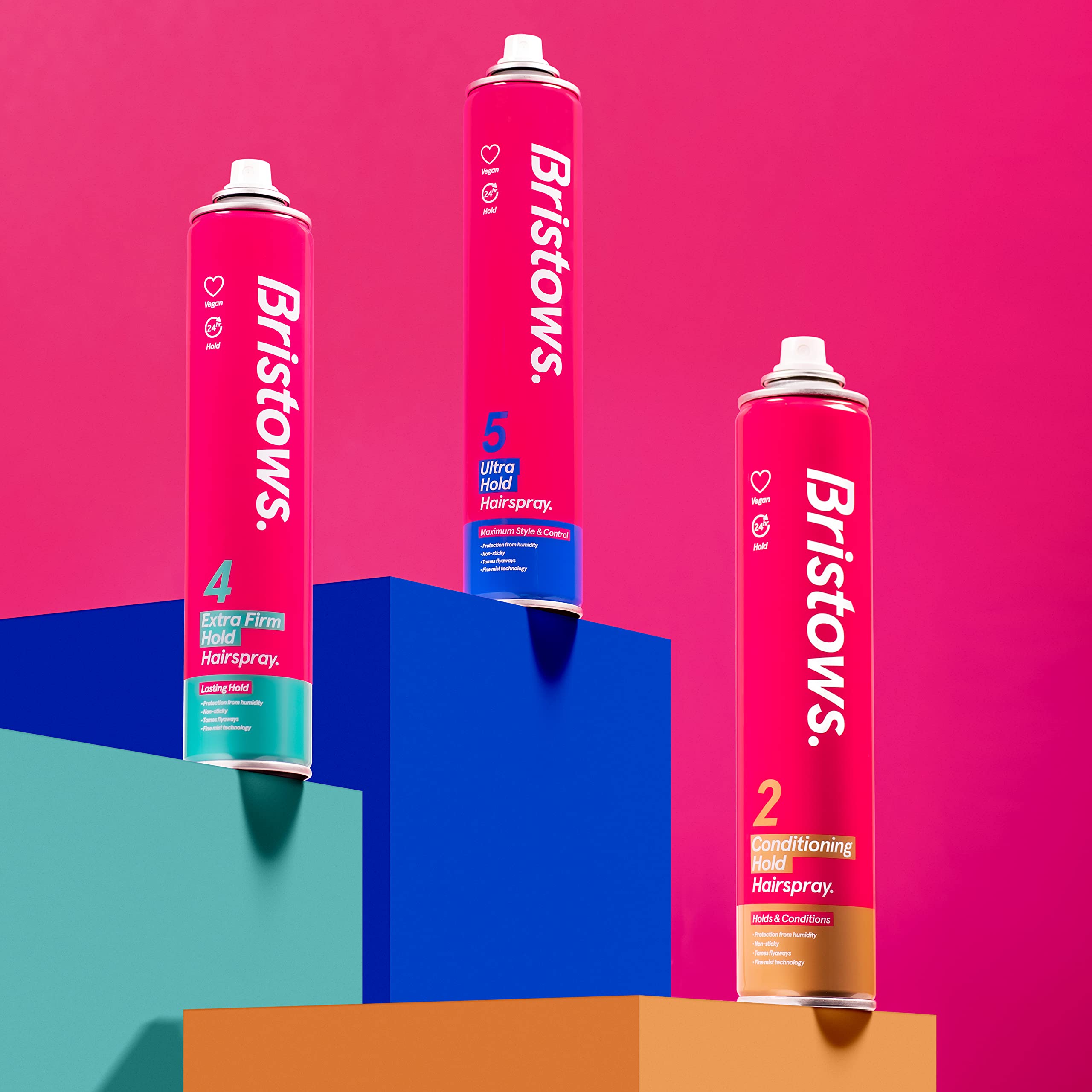 Bristow's Condition Hold Hairspray per capelli, confezione da 6, fino a 24 ore di tenuta, doma i flyaway, non appiccicoso, vegano, protegge dall'umidità, 400 ml