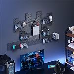 PEGZONE Gaming Pegboard Controller & Headphone Wall Mount, 14pcs, Black | Modular Design, Xbox PS5 PS4 Switch Compatible, Disc Shelf Organizer, Video Game Storage