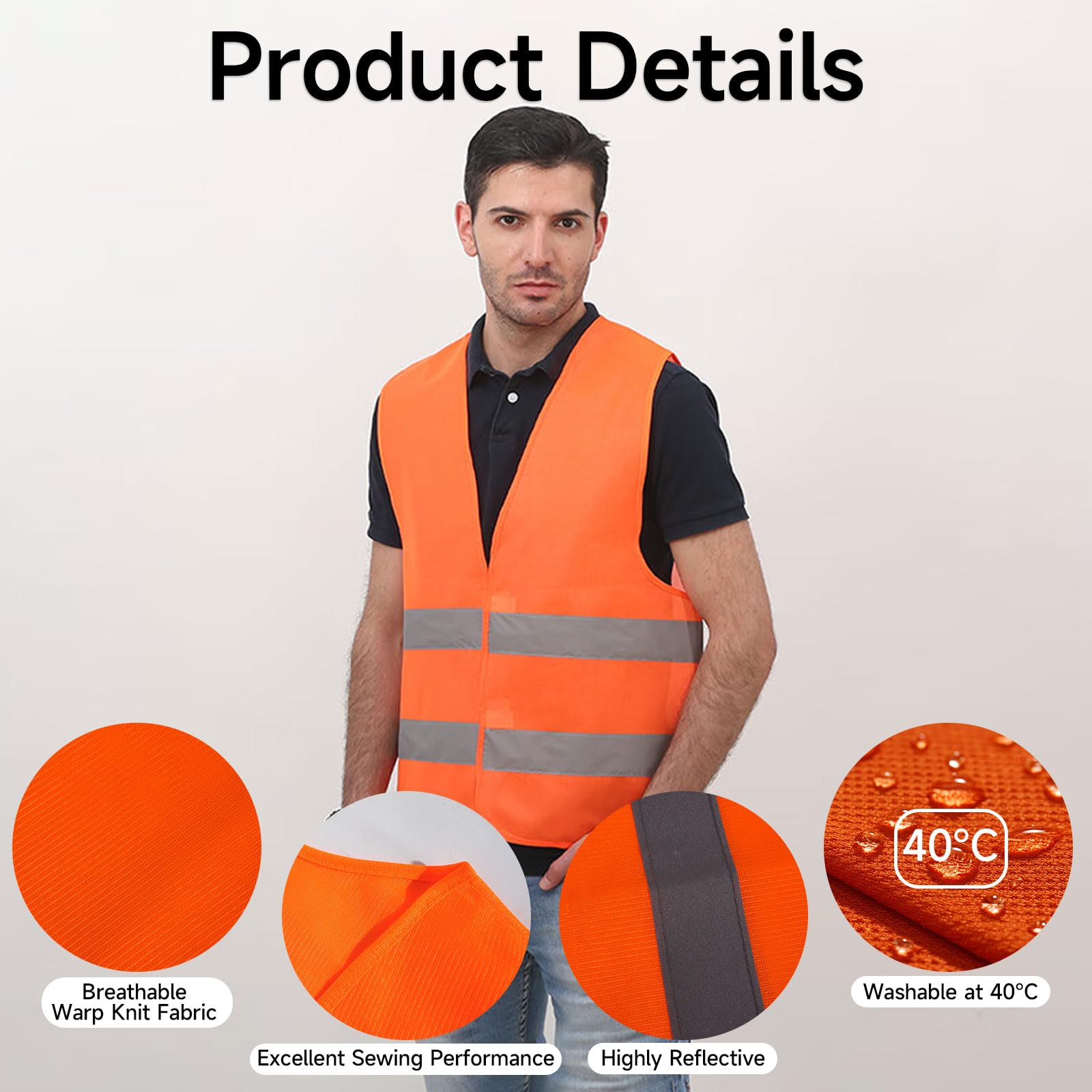 360°Reflective All-Round Vest, 6 Reflective Safety Vests, Reflective-High Visibility Vest, Car Breakdown Vests - Image 4