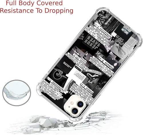 Miniatura 3 de Funda estética negra para teléfono compatible con iPhone 1212 Pro, citas positivas famosas, collage de citas famosas, para adolescentes, mujeres,