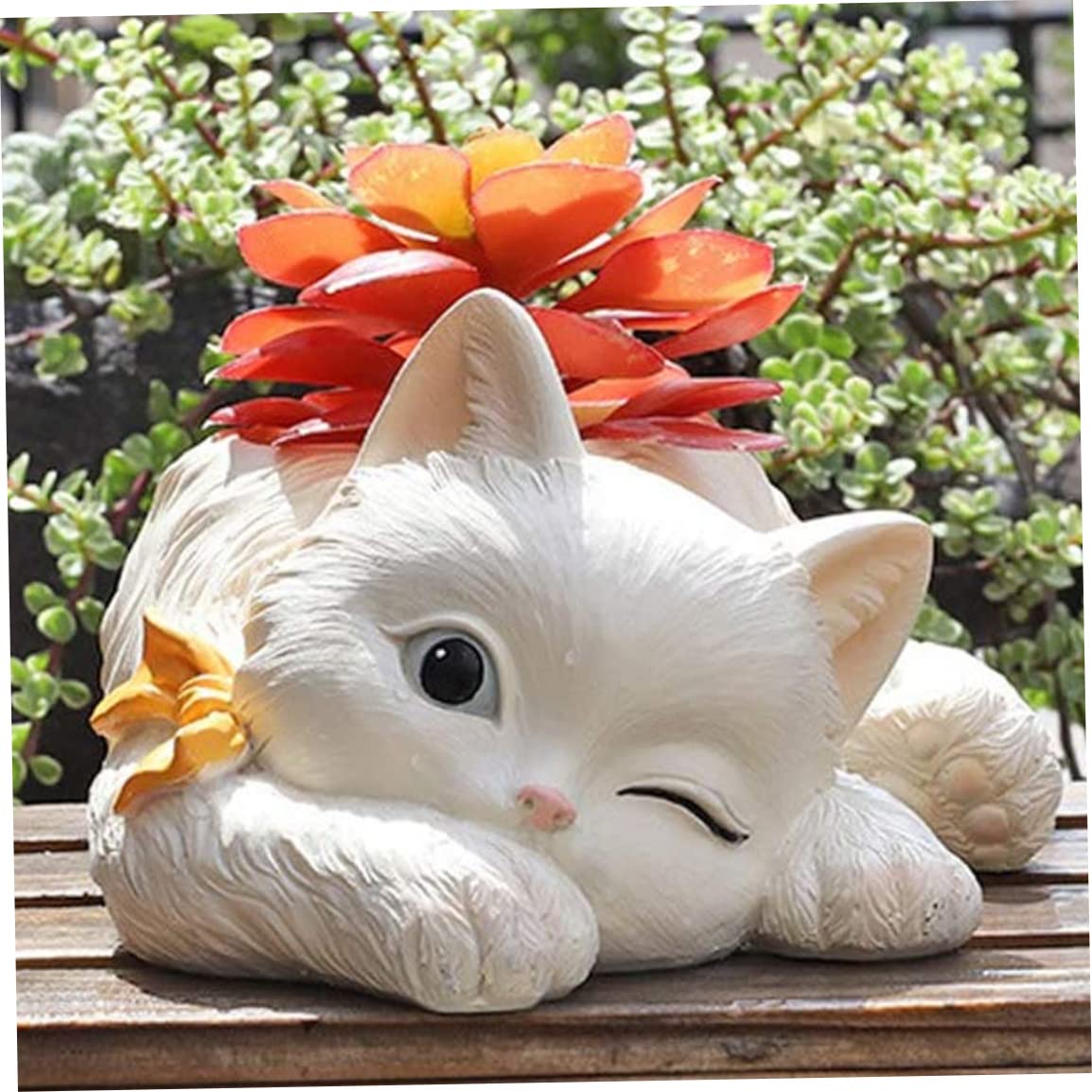 Pot de fleur dessin animé chat pour égayer un balcon triste ou petit jardin