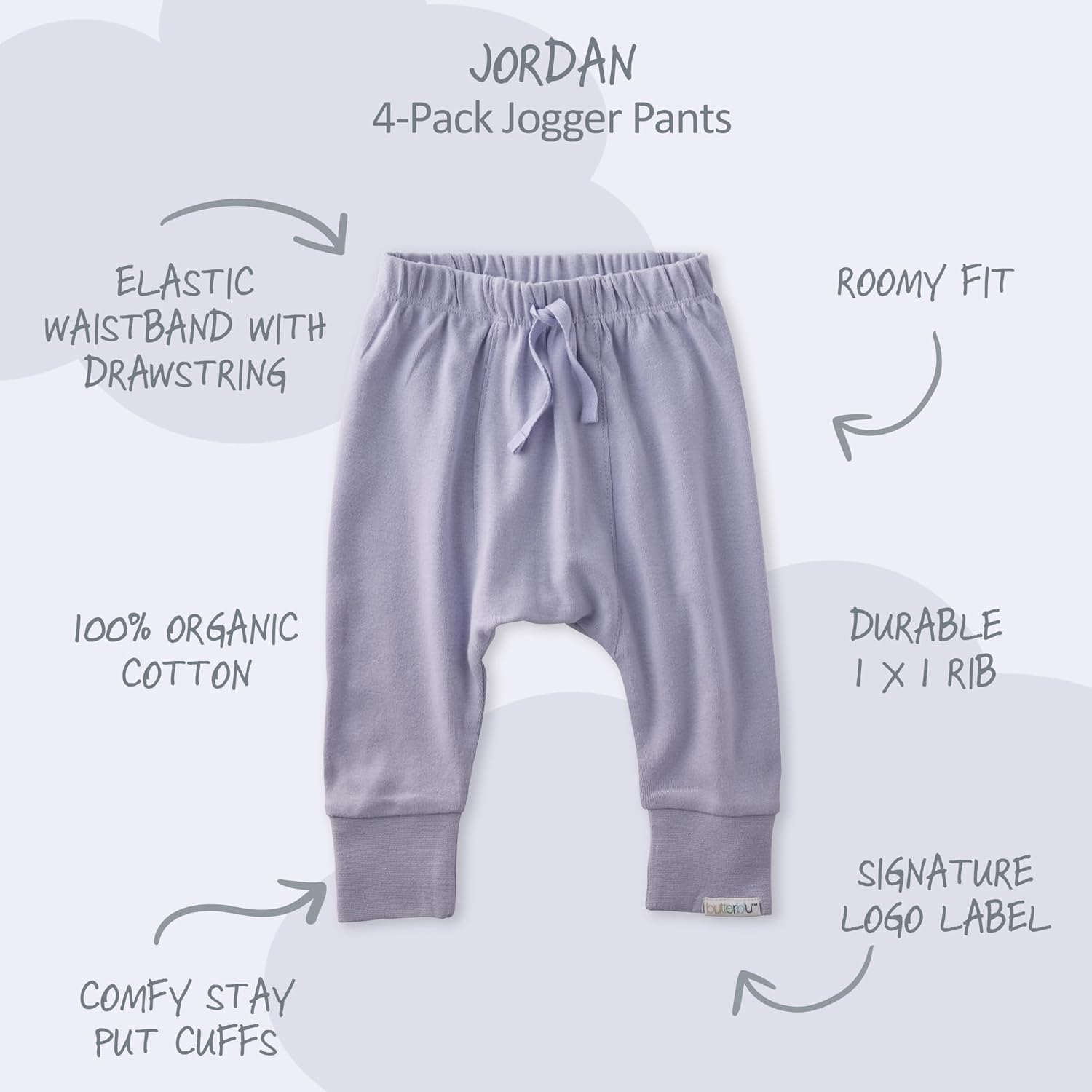 Unisex-Baby Jordan 4-Pack Jogger Pants 100% Organic Cotton Bottoms for Boys & Girls - Image 2