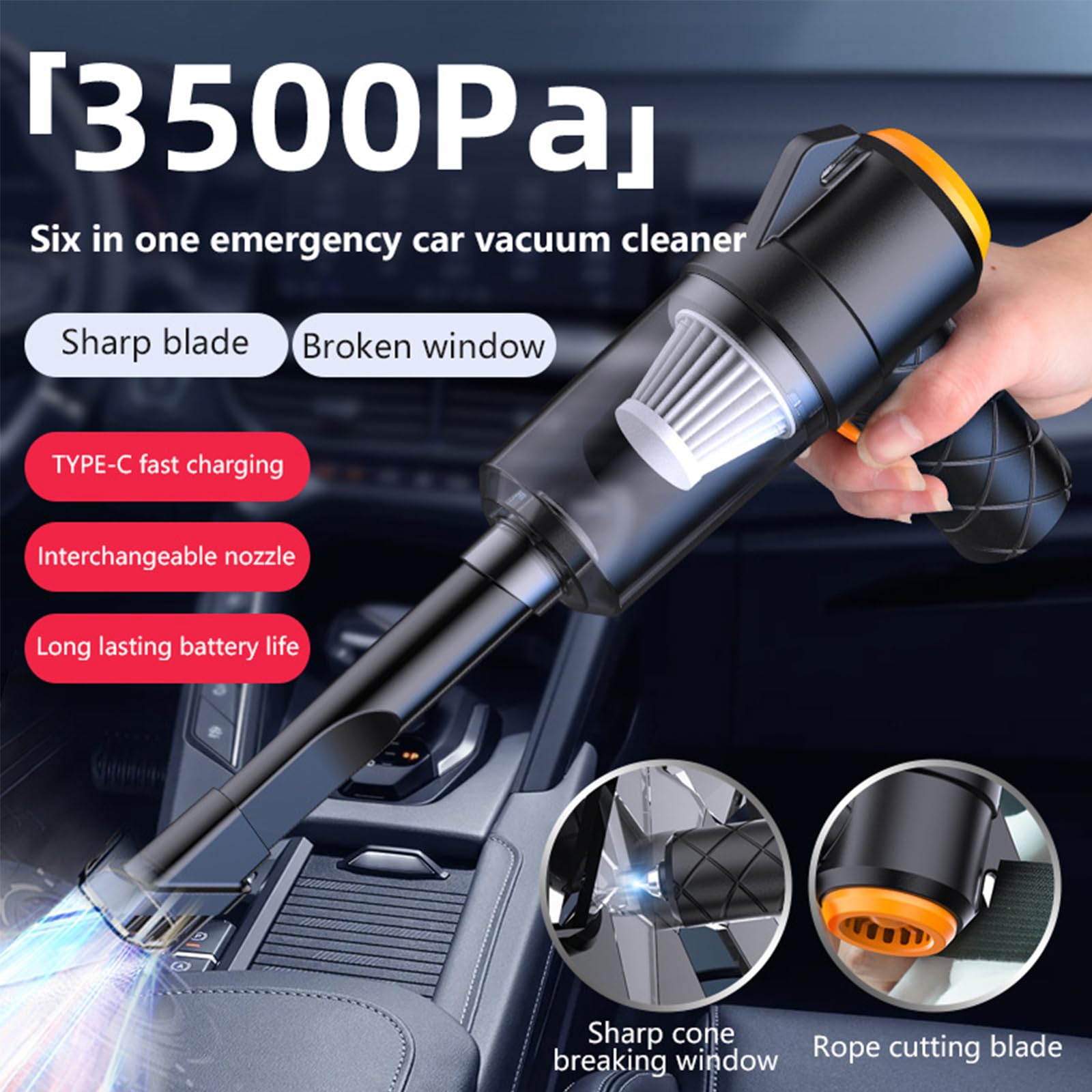 iNeibo Cordless Handheld Car Vacuum Cleaner, Mini Lightweight High Power Cordless Handheld Rechargeable Vacuum Cleaner for Desk Car and More