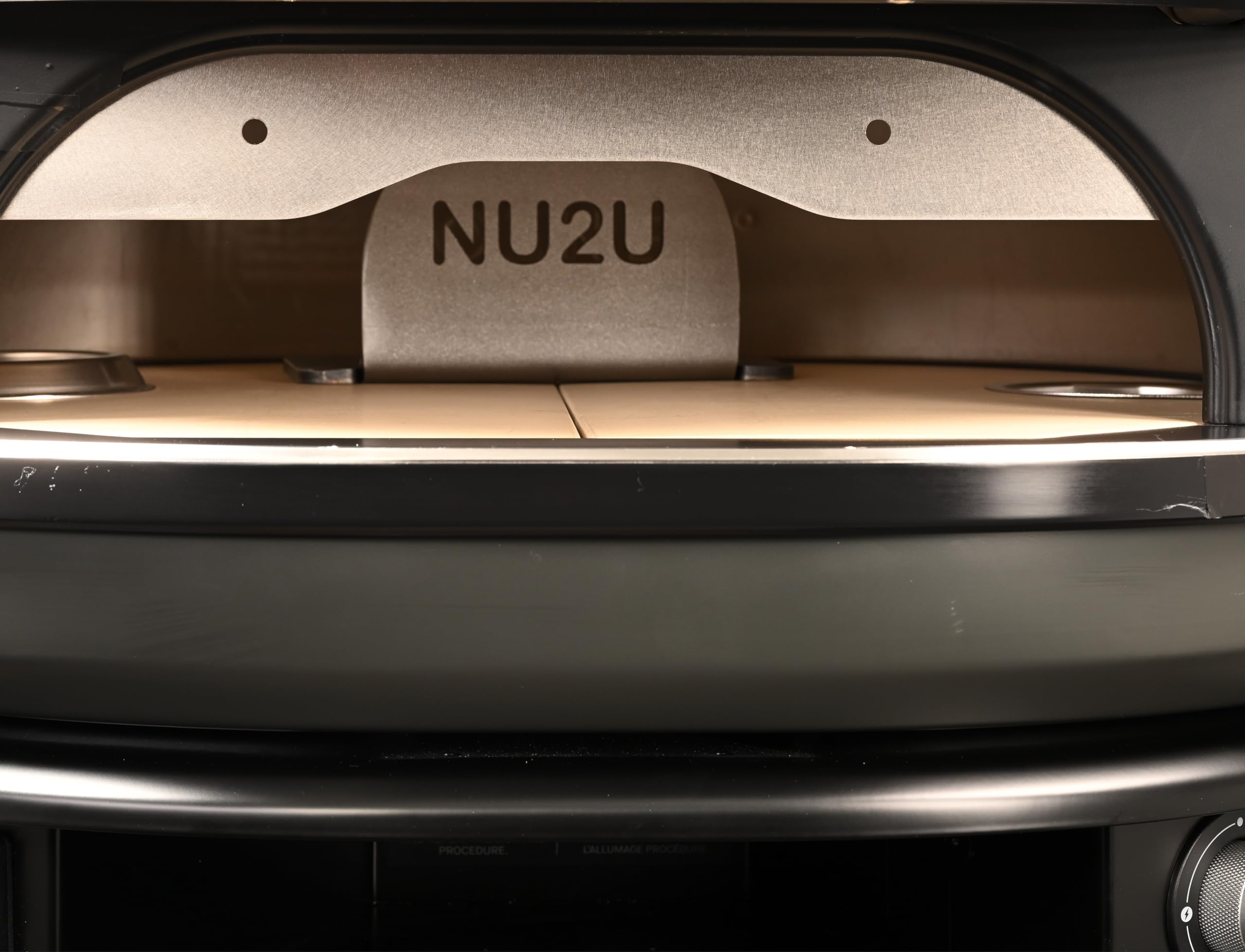 NU2U Pro Pizza Oven Arch and Flue Extension, 60 cm Wide, Flat Black with Flue-5''x18'' made in Canada-Fitment is the Dome Outdoor pizza oven only